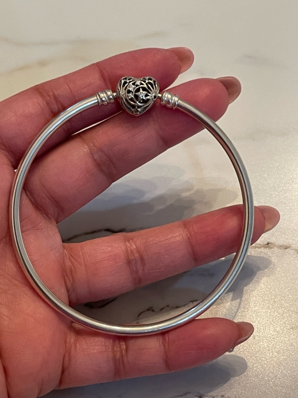 💯% Authentic Pandora Celestial Heart Clasp Bangle size 19cm (Large) - Picture 3 of 10